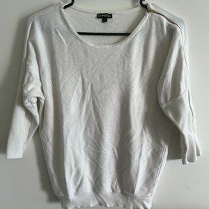 Express 3/4 Sleeve Sweater with Zipper, size XS in White/Cream